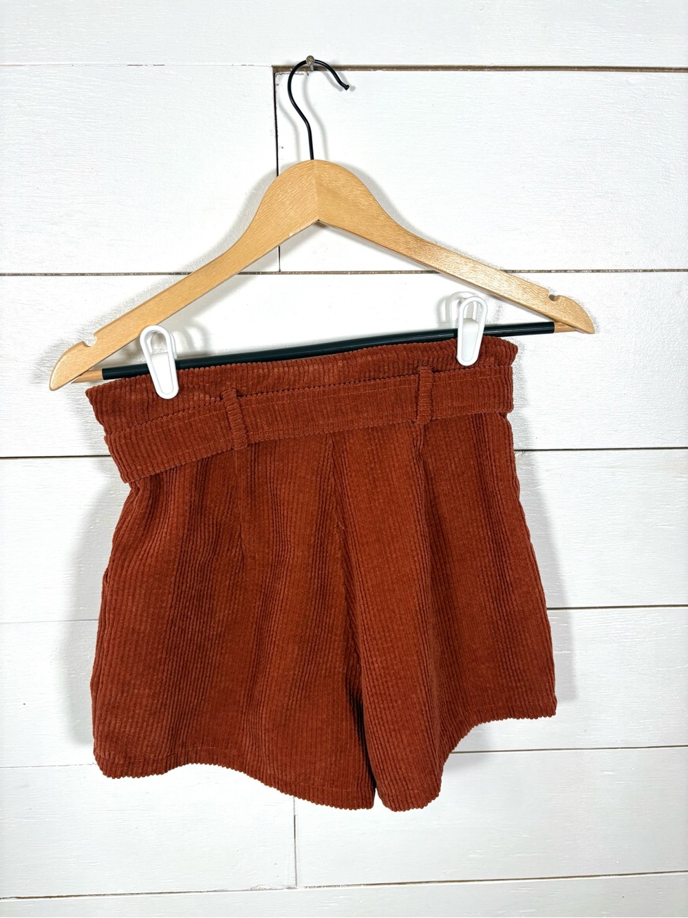 Altar’d State Sara Cord Shorts Womens S Rust High Rise Belted Corduroy - Picture 11 of 11